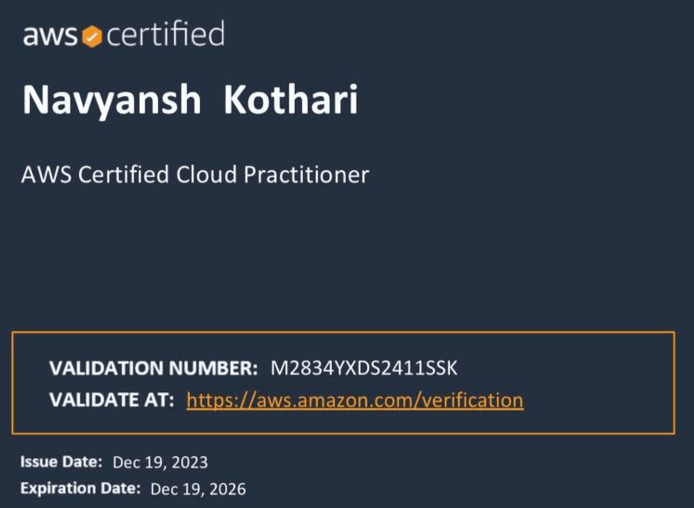 AWS Certified Cloud Practitioner certificate